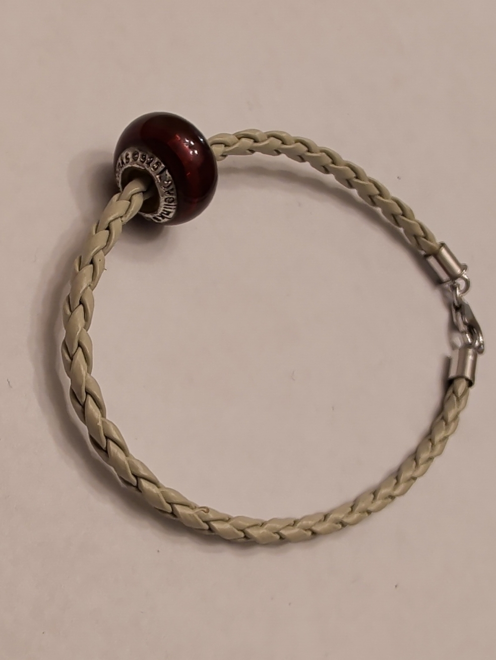 Lovelinks Bead On Braided Leather And Sterling Silver Charm Bracelet.